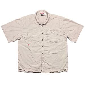 The North Face Beige Utility Hiking Fishing Short Sleeve Button Shirt Mens XL